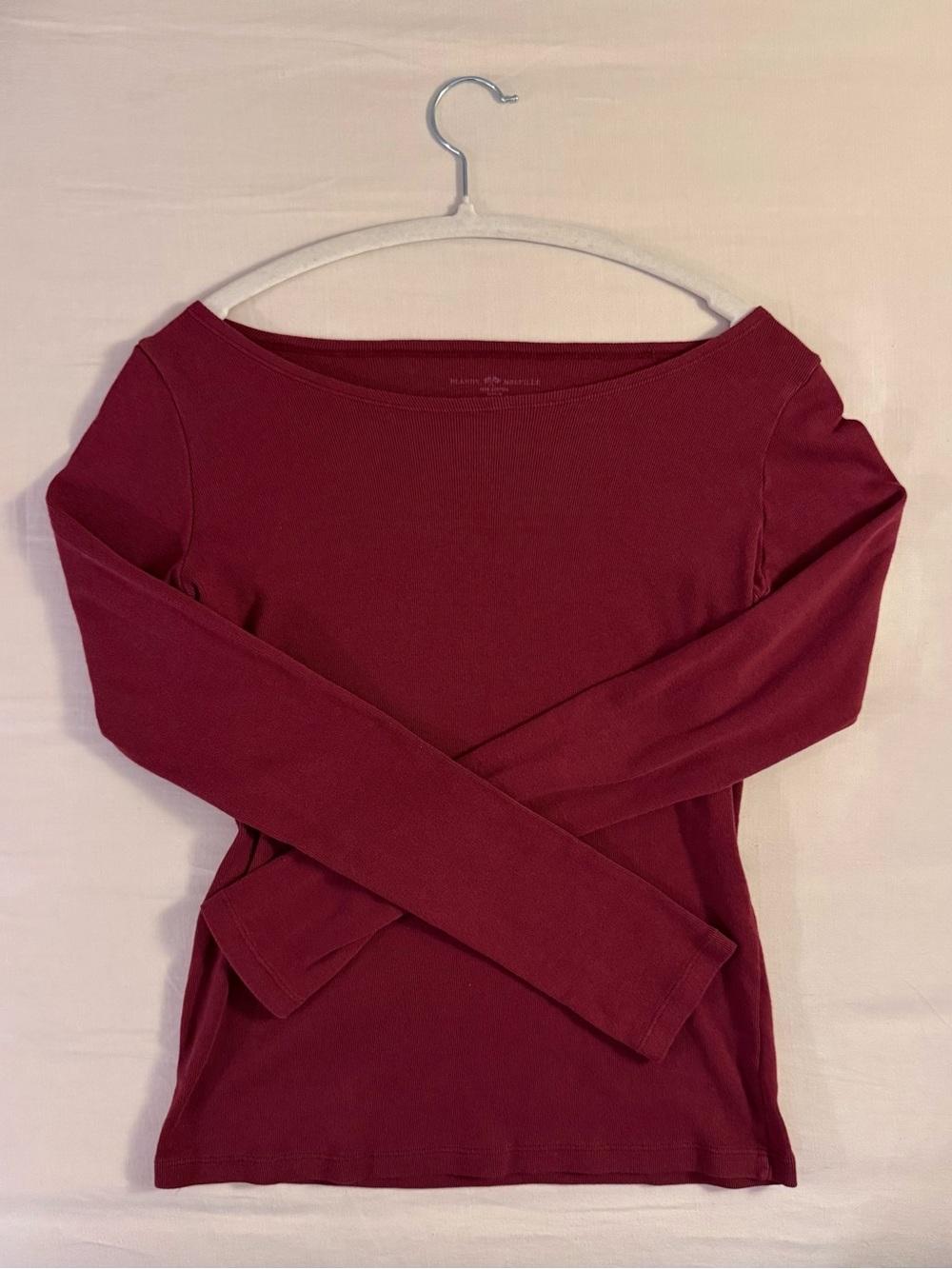 Brandy Melville Burgundy Boatneck Long Sleeve Top